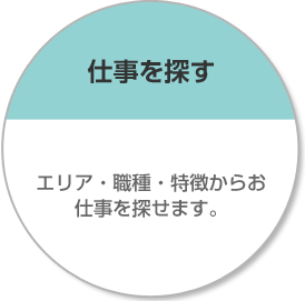 仕事を探す エリア・職種・特徴からお仕事を探せます。